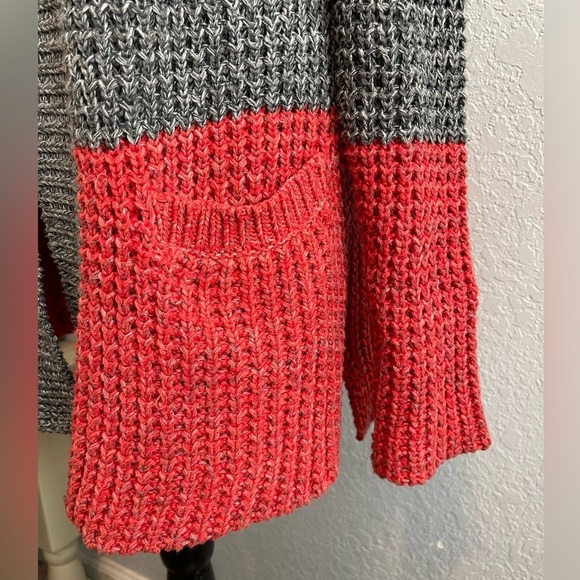 Line & Dot Chunky Knit Colorblock Open Front Oversize Cardigan Women's Small - Picture 9 of 11